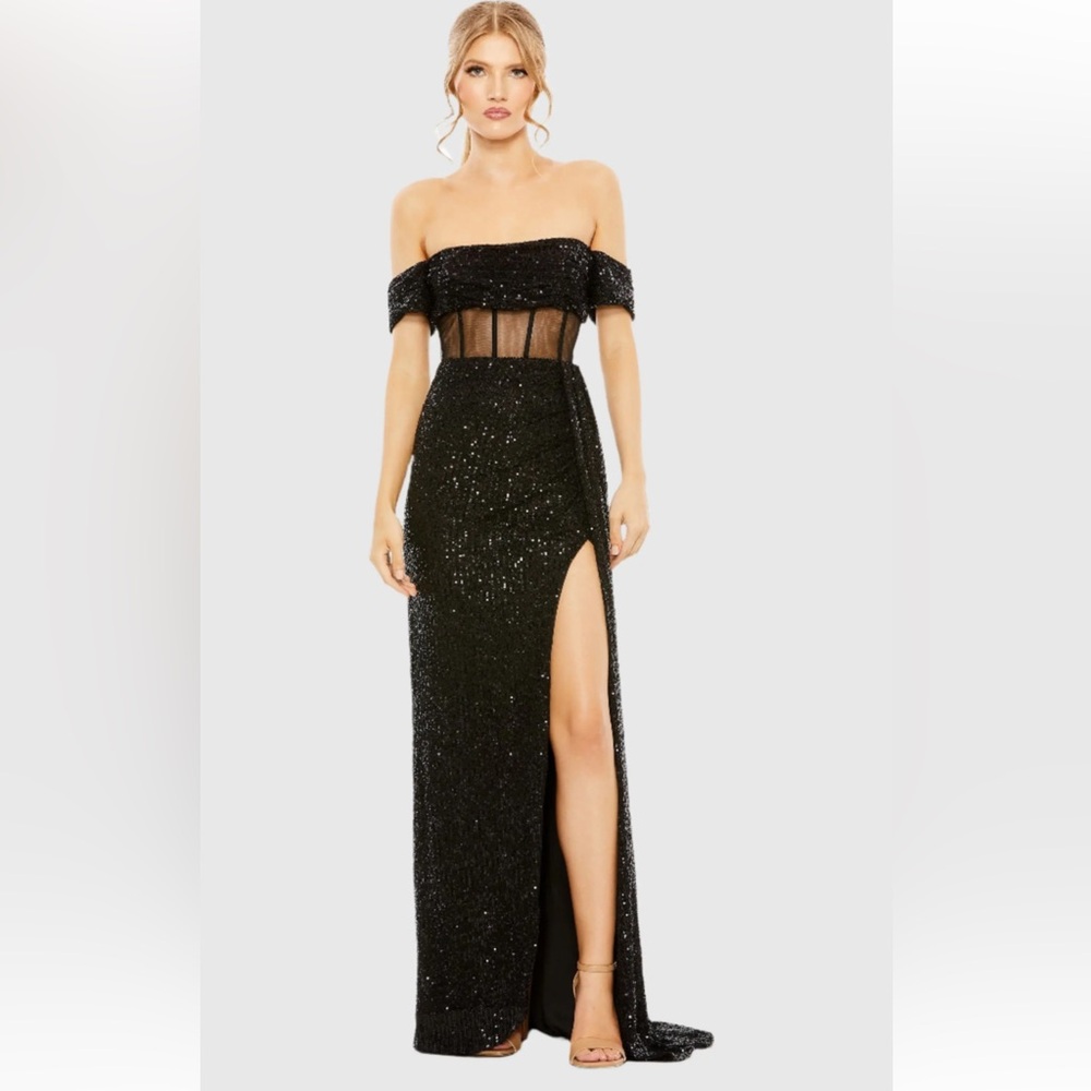 Mac Duggal Black Sequin Dress